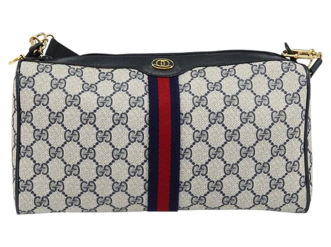 Bolsa de Ombro Gucci GG Supreme Sherry Line PVC Vermelho Marinho 41 004 4464 Auth 155232 Azul marinho - vista 13