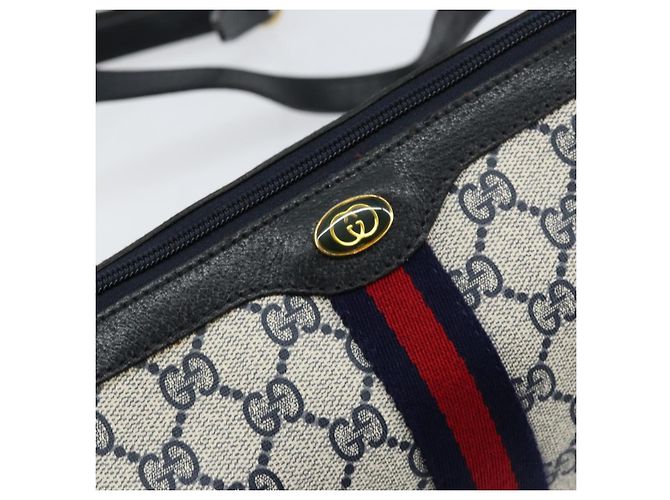 Bolsa de Ombro Gucci GG Supreme Sherry Line PVC Vermelho Marinho 41 004 4464 Auth 155232 Azul marinho - vista 18