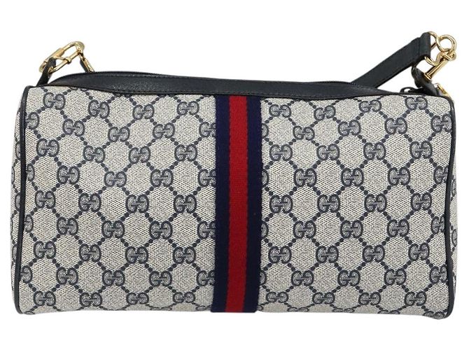 Bolsa de Ombro Gucci GG Supreme Sherry Line PVC Vermelho Marinho 41 004 4464 Auth 155232 Azul marinho - vista 2