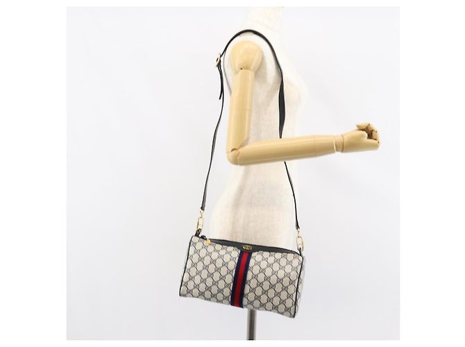 Bolsa de Ombro Gucci GG Supreme Sherry Line PVC Vermelho Marinho 41 004 4464 Auth 155232 Azul marinho - vista 24