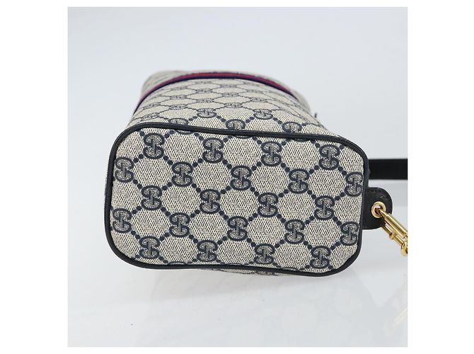 Bolsa de Ombro Gucci GG Supreme Sherry Line PVC Vermelho Marinho 41 004 4464 Auth 155232 Azul marinho - vista 3