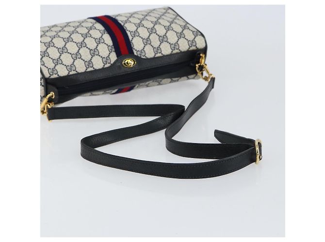Bolsa de Ombro Gucci GG Supreme Sherry Line PVC Vermelho Marinho 41 004 4464 Auth 155232 Azul marinho - vista 7