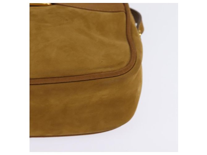Borsa a Spalla Vala in Pelle Scamosciata Marrone Oro Auth BA6379 di Salvatore Ferragamo - vista 14