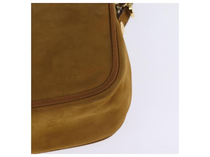 Borsa a Spalla Vala in Pelle Scamosciata Marrone Oro Auth BA6379 di Salvatore Ferragamo - vista 16