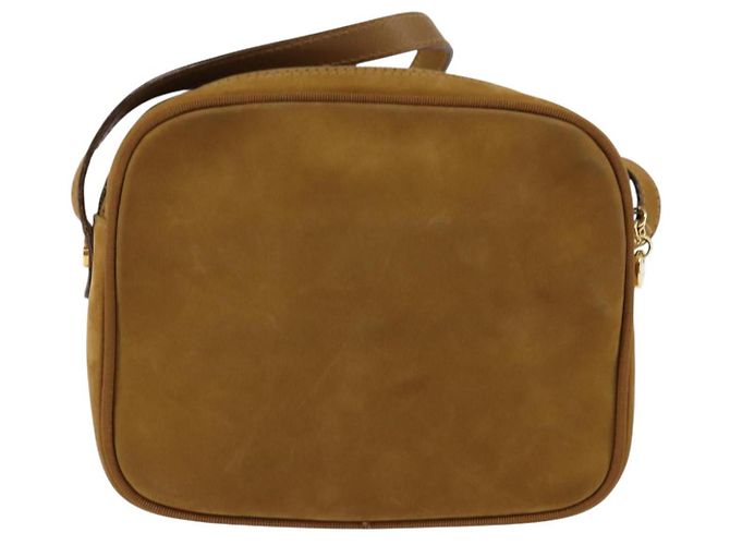 Borsa a Spalla Vala in Pelle Scamosciata Marrone Oro Auth BA6379 di Salvatore Ferragamo - vista 2