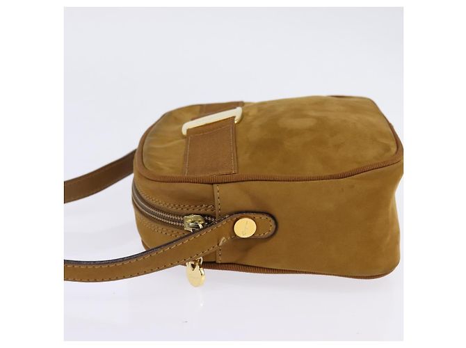 Borsa a Spalla Vala in Pelle Scamosciata Marrone Oro Auth BA6379 di Salvatore Ferragamo - vista 3
