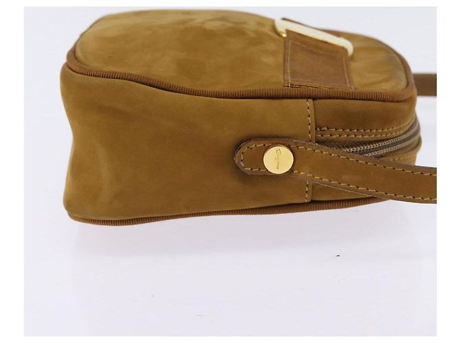 Borsa a Spalla Vala in Pelle Scamosciata Marrone Oro Auth BA6379 di Salvatore Ferragamo - vista 4