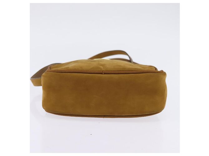 Borsa a Spalla Vala in Pelle Scamosciata Marrone Oro Auth BA6379 di Salvatore Ferragamo - vista 5
