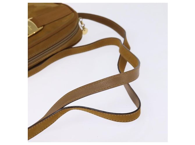 Borsa a Spalla Vala in Pelle Scamosciata Marrone Oro Auth BA6379 di Salvatore Ferragamo - vista 7