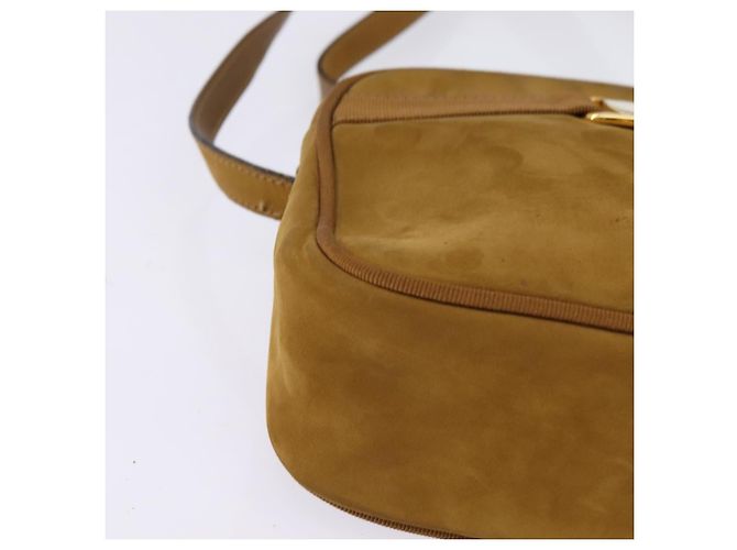 Borsa a Spalla Vala in Pelle Scamosciata Marrone Oro Auth BA6379 di Salvatore Ferragamo - vista 9