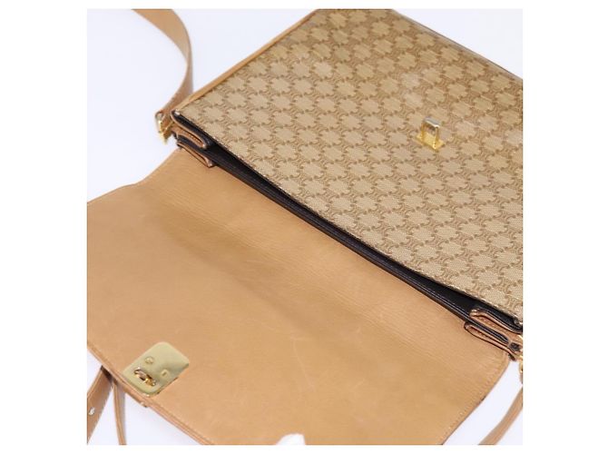 Céline Borsa a Spalla in Tela Macadam CELINE PVC Beige Oro Auth BA6373 D'oro - vista 10