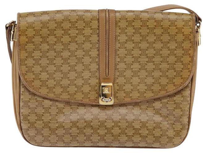 Céline Borsa a Spalla in Tela Macadam CELINE PVC Beige Oro Auth BA6373 D'oro - vista 13