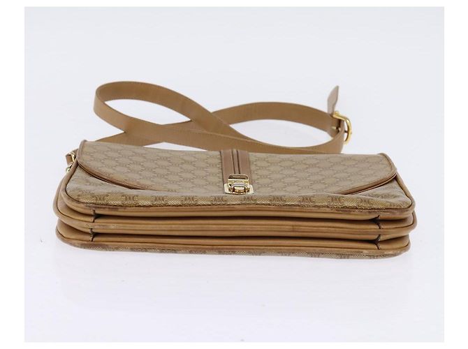Céline Borsa a Spalla in Tela Macadam CELINE PVC Beige Oro Auth BA6373 D'oro - vista 5