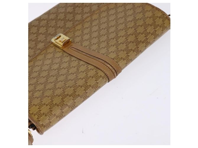Céline Borsa a Spalla in Tela Macadam CELINE PVC Beige Oro Auth BA6373 D'oro - vista 6