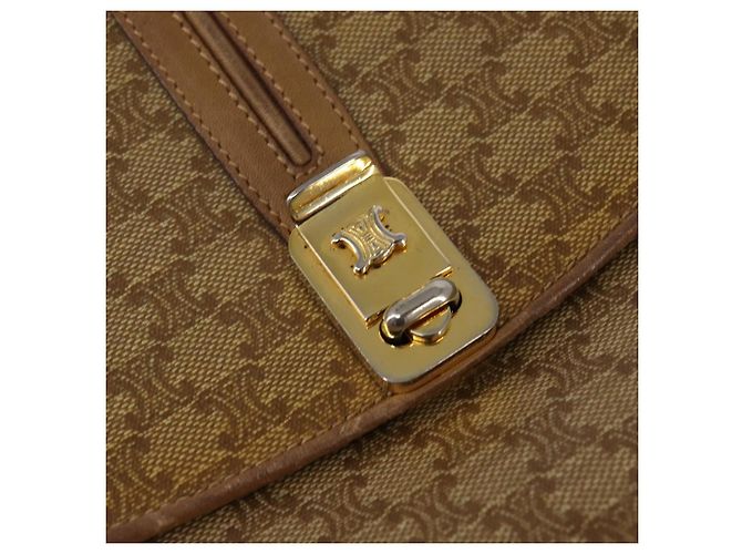 Céline Borsa a Spalla in Tela Macadam CELINE PVC Beige Oro Auth BA6373 D'oro - vista 9