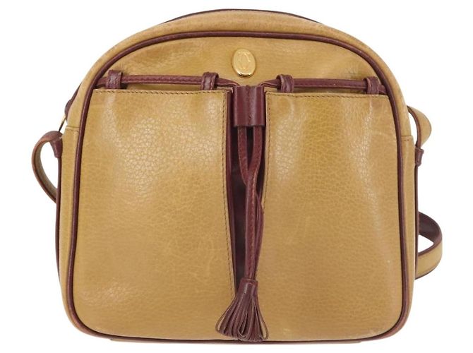 Cartier Borsa a Spalla in Pelle Beige Oro Auth BA6209 D'oro - vista 13