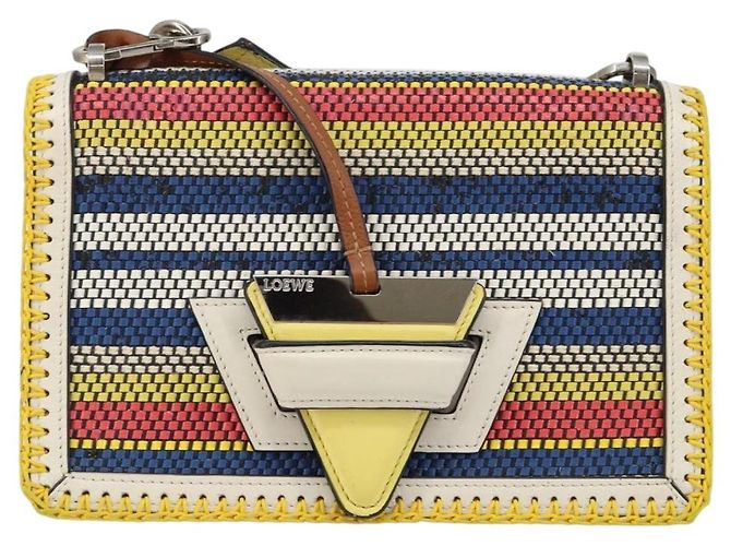 Borsa a Spalla LOEWE Barcelona in Pelle Gialla Argento Autentica 128170V Giallo - vista 13