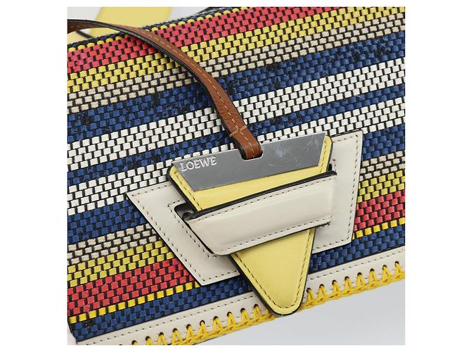 Borsa a Spalla LOEWE Barcelona in Pelle Gialla Argento Autentica 128170V Giallo - vista 18