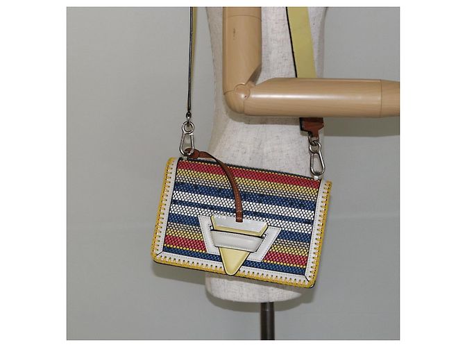 Borsa a Spalla LOEWE Barcelona in Pelle Gialla Argento Autentica 128170V Giallo - vista 25