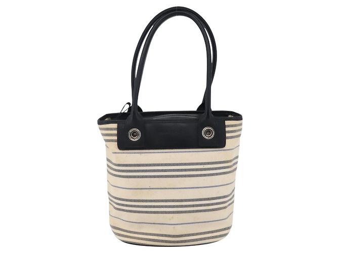 Borsa Tote Burberry in tela e pelle bianca e argento Auth BA6465 Bianco - vista 13
