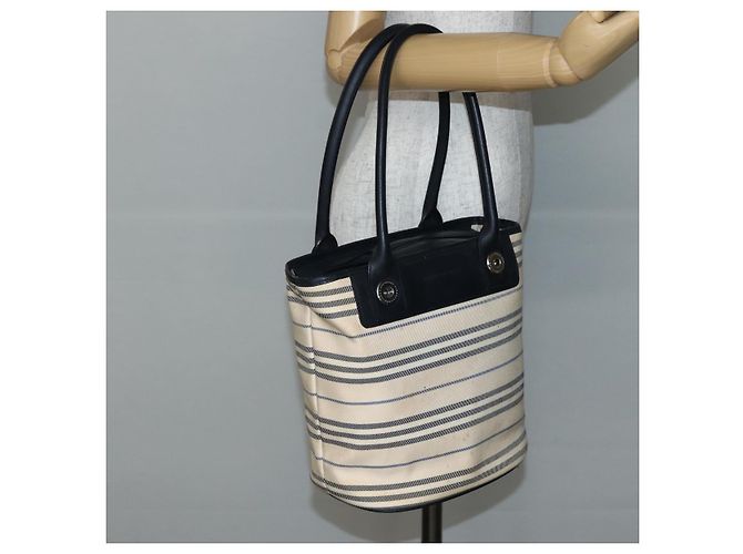 Borsa Tote Burberry in tela e pelle bianca e argento Auth BA6465 Bianco - vista 22