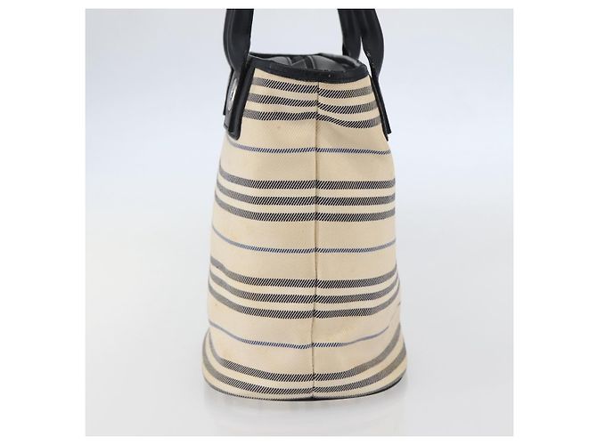 Borsa Tote Burberry in tela e pelle bianca e argento Auth BA6465 Bianco - vista 3