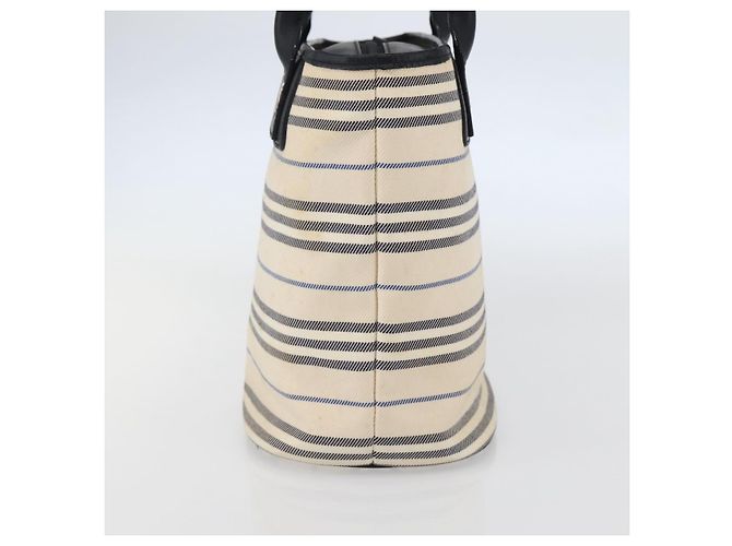 Borsa Tote Burberry in tela e pelle bianca e argento Auth BA6465 Bianco - vista 4