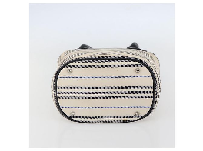 Borsa Tote Burberry in tela e pelle bianca e argento Auth BA6465 Bianco - vista 5