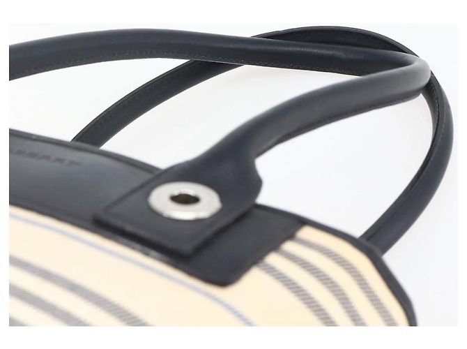 Borsa Tote Burberry in tela e pelle bianca e argento Auth BA6465 Bianco - vista 8
