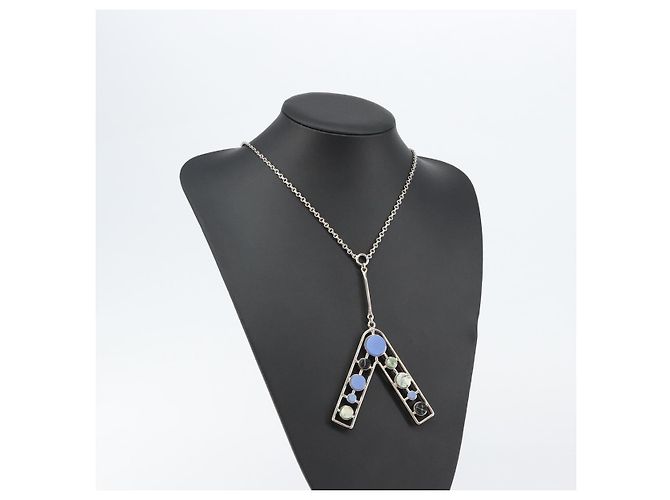 Collana Christian Dior metallo Argento Auth bs29694 - vista 16