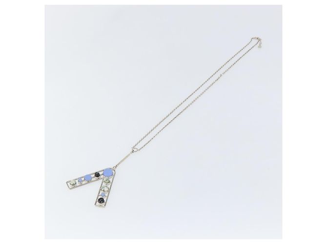 Collana Christian Dior metallo Argento Auth bs29694 - vista 2