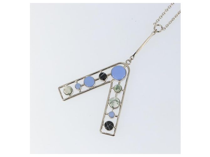 Collana Christian Dior metallo Argento Auth bs29694 - vista 3