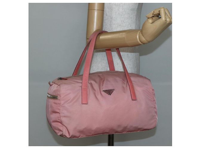 PRADA Borsa a mano in nylon rosa argento Auth hk3055 - vista 22