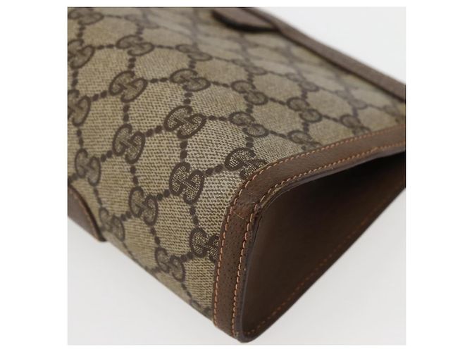 GUCCI GG Supreme Borsa Clutch Sherry Line PVC Beige Oro 89 01 032 Auth 143928 D'oro - vista 15