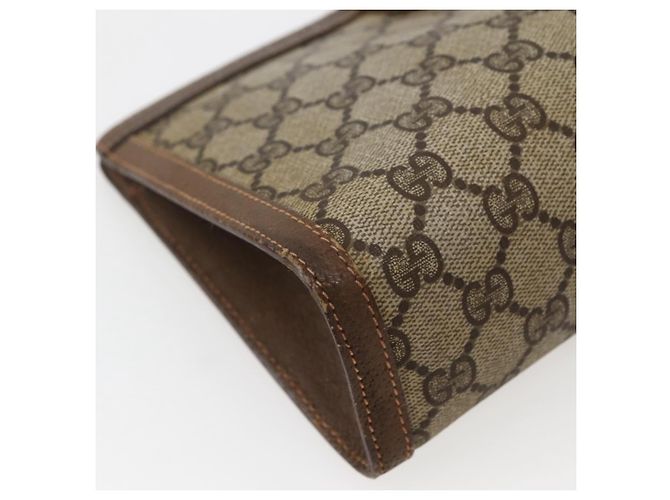 GUCCI GG Supreme Borsa Clutch Sherry Line PVC Beige Oro 89 01 032 Auth 143928 D'oro - vista 16