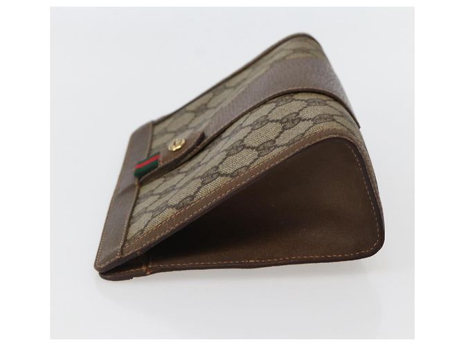 GUCCI GG Supreme Borsa Clutch Sherry Line PVC Beige Oro 89 01 032 Auth 143928 D'oro - vista 3