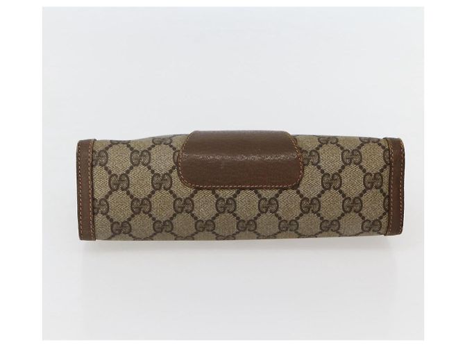 GUCCI GG Supreme Borsa Clutch Sherry Line PVC Beige Oro 89 01 032 Auth 143928 D'oro - vista 6