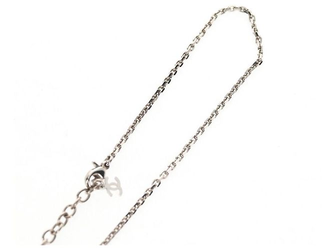 Collana CHANEL metallo Argento CC Auth 130689M - vista 11