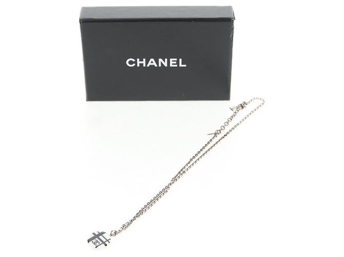 Collana CHANEL metallo Argento CC Auth 130689M - vista 15