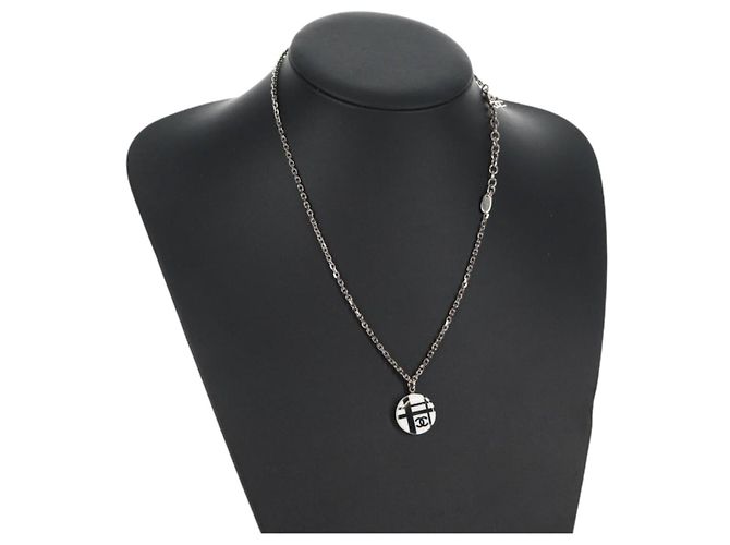 Collana CHANEL metallo Argento CC Auth 130689M - vista 2