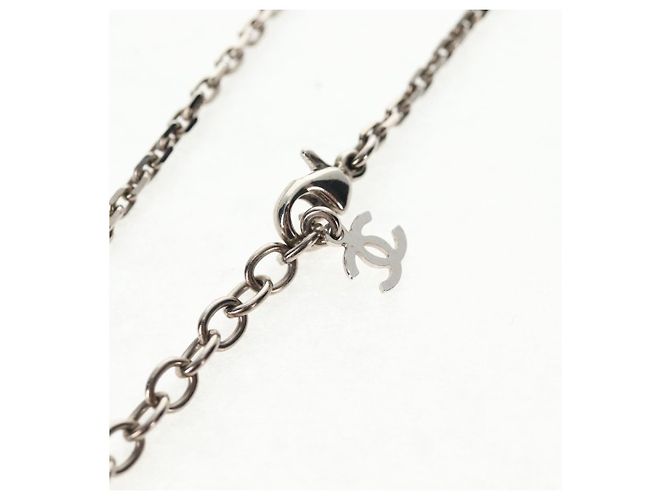 Collana CHANEL metallo Argento CC Auth 130689M - vista 7