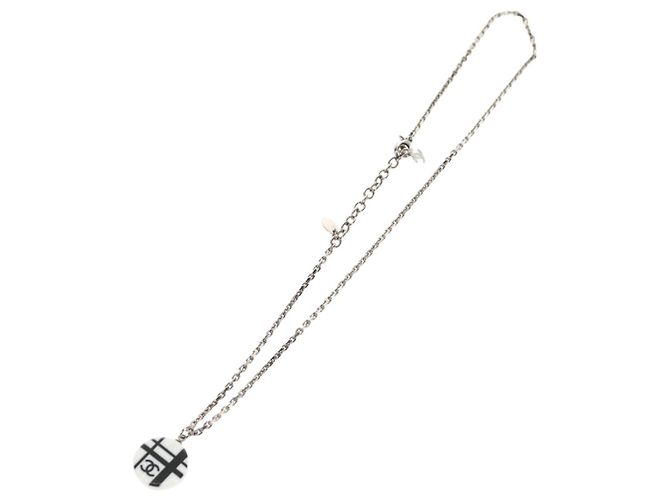 Collana CHANEL metallo Argento CC Auth 130689M - vista 8