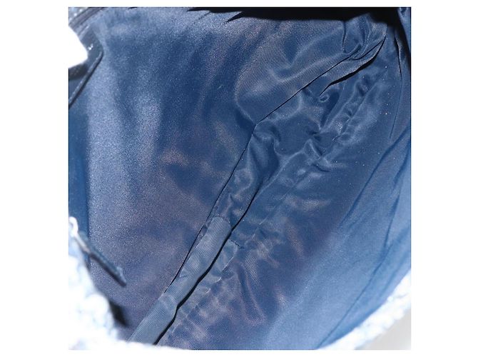 Borsa a Spalla in Tela Trotter Christian Dior Blu Navy Argento Auth ki6178 - vista 11