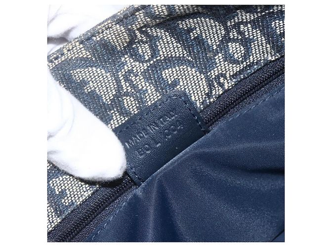 Borsa a Spalla in Tela Trotter Christian Dior Blu Navy Argento Auth ki6178 - vista 12