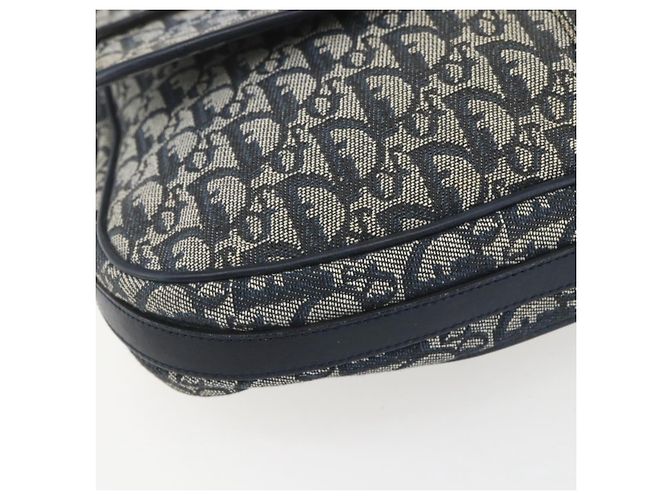Borsa a Spalla in Tela Trotter Christian Dior Blu Navy Argento Auth ki6178 - vista 14