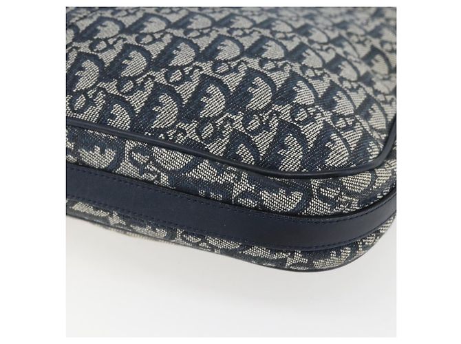 Borsa a Spalla in Tela Trotter Christian Dior Blu Navy Argento Auth ki6178 - vista 15