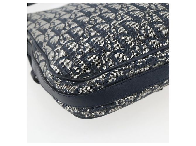 Borsa a Spalla in Tela Trotter Christian Dior Blu Navy Argento Auth ki6178 - vista 16