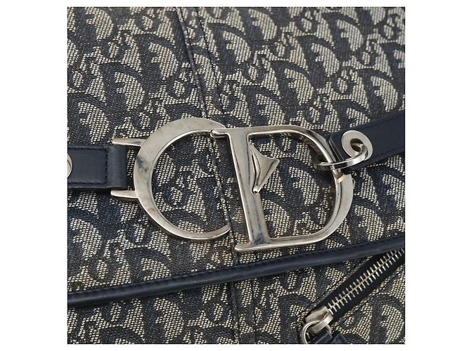 Borsa a Spalla in Tela Trotter Christian Dior Blu Navy Argento Auth ki6178 - vista 17