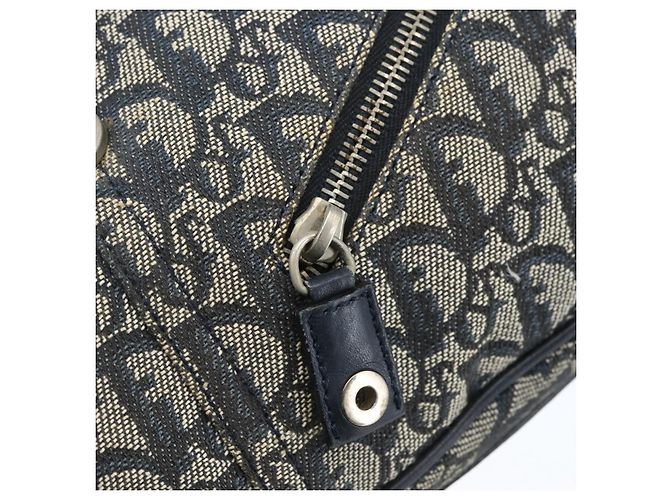 Borsa a Spalla in Tela Trotter Christian Dior Blu Navy Argento Auth ki6178 - vista 18