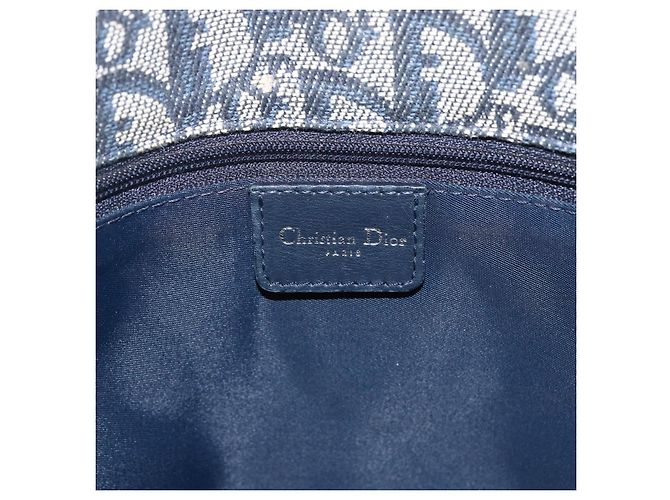 Borsa a Spalla in Tela Trotter Christian Dior Blu Navy Argento Auth ki6178 - vista 19